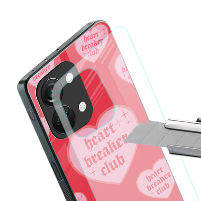 heart breaker club back phone cover | glass case for oneplus nord 3