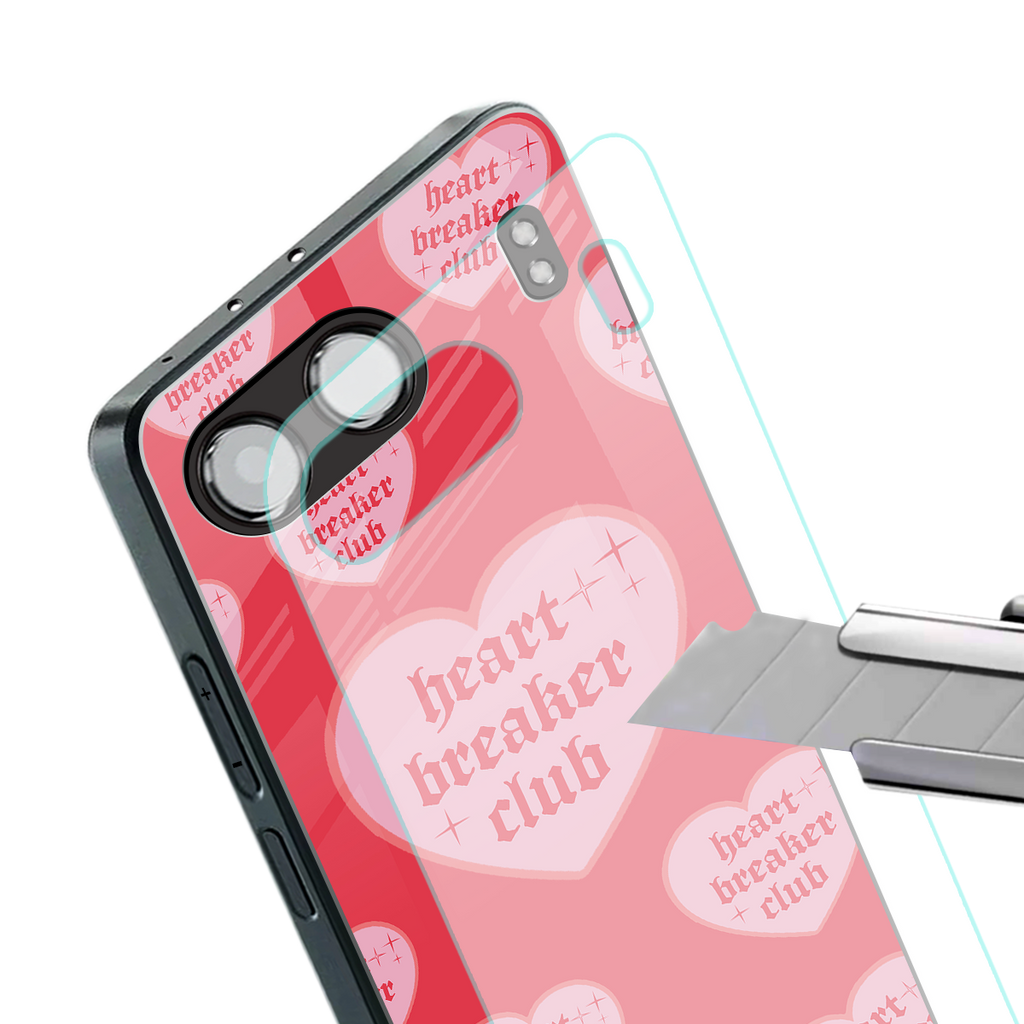 heart breaker club back phone cover | glass case for oneplus nord 4