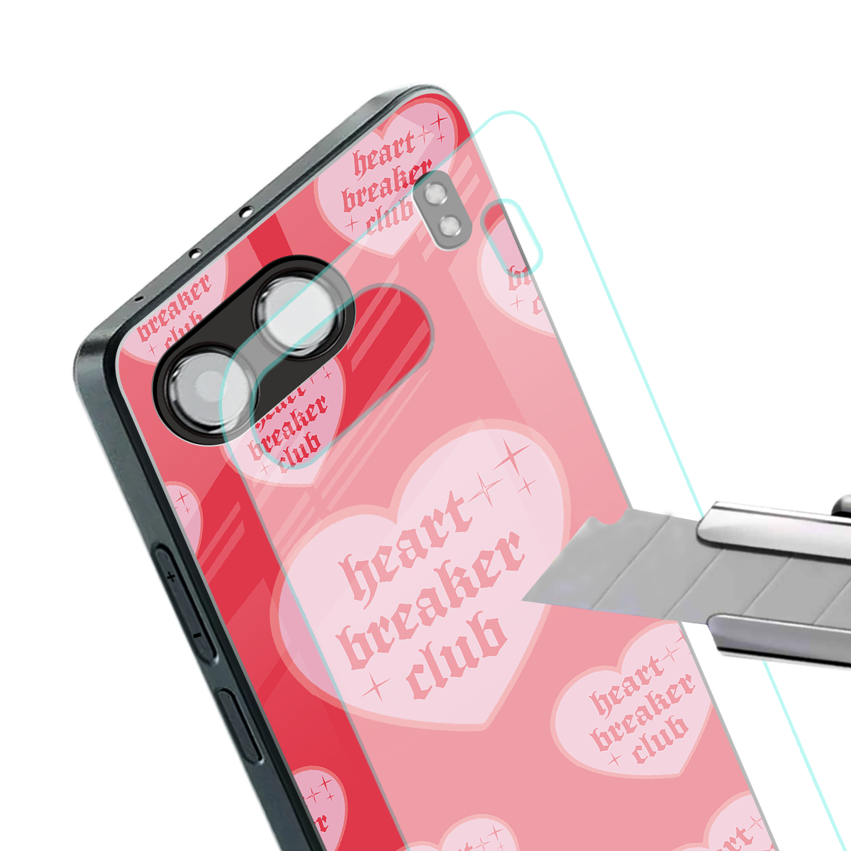 heart breaker club back phone cover | glass case for oneplus nord 4