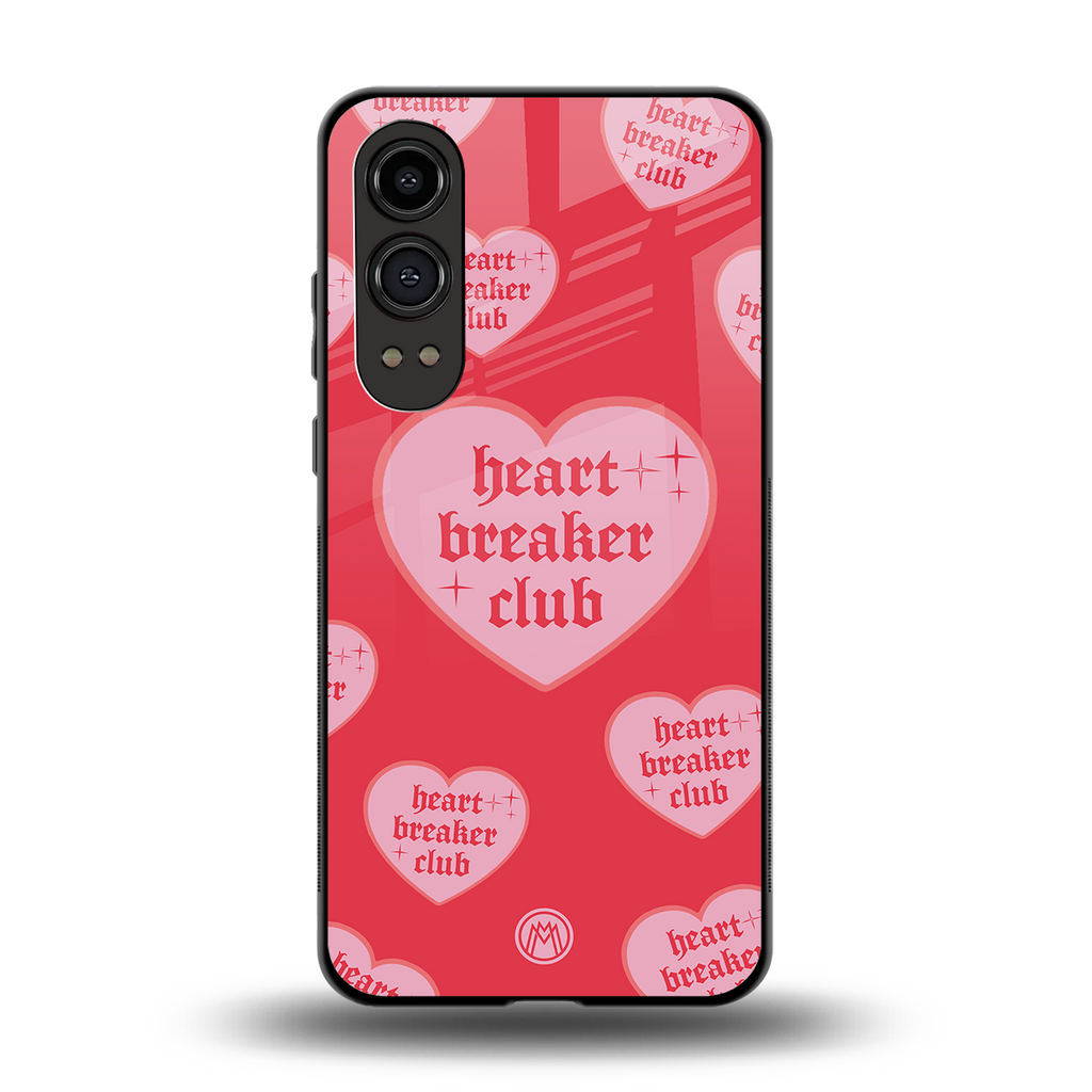 heart breaker club back phone cover | glass case for oneplus nord ce 4 lite