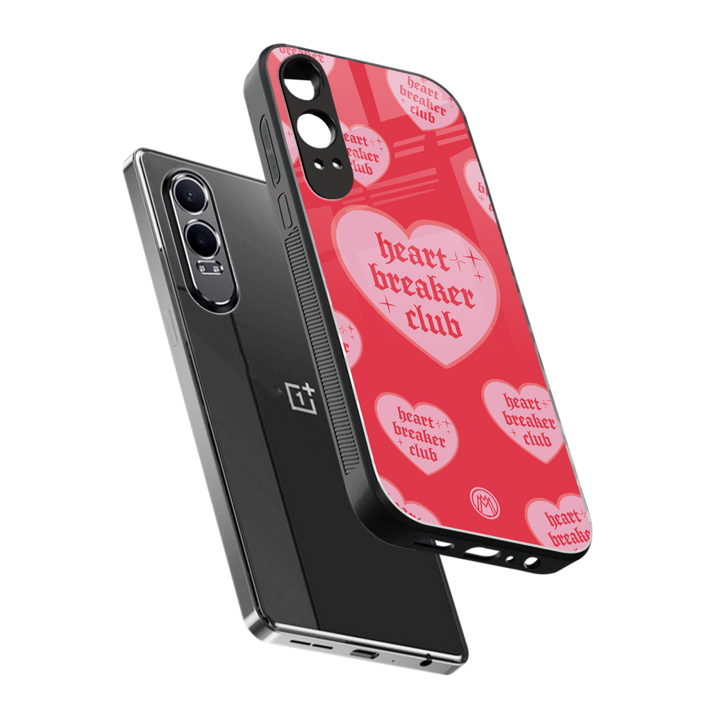 heart breaker club back phone cover | glass case for oneplus nord ce 4 lite