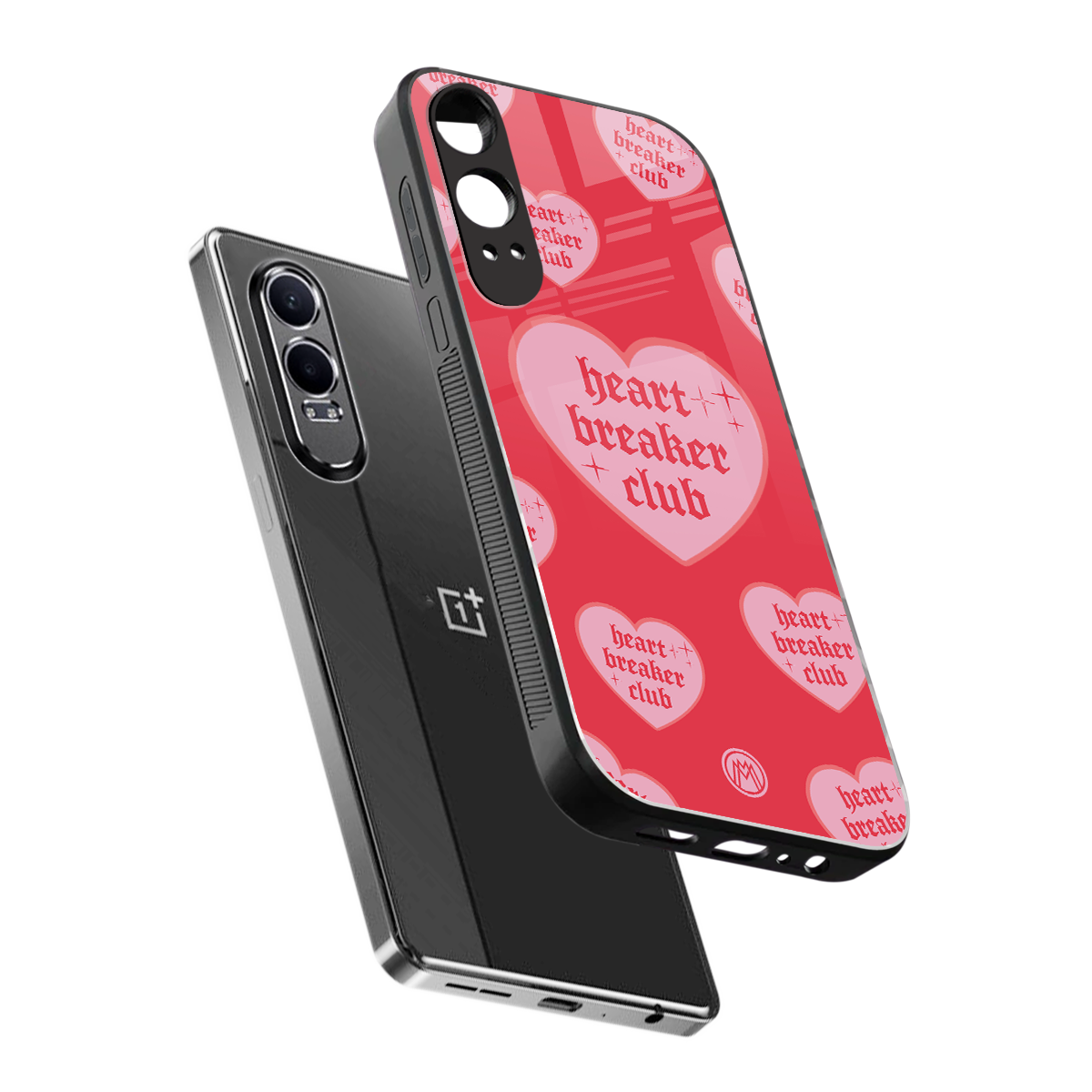 heart breaker club back phone cover | glass case for oneplus nord ce 4 lite