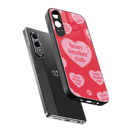 heart breaker club back phone cover | glass case for oneplus nord ce 4 lite