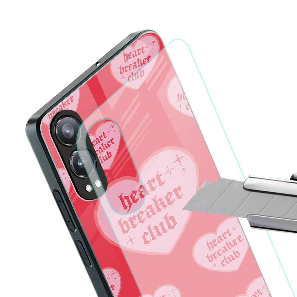 heart breaker club back phone cover | glass case for oneplus nord ce 4 lite