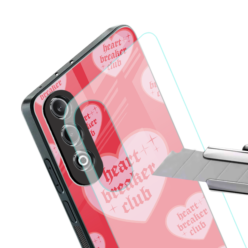 heart breaker club back phone cover | glass case for oneplus nord ce 4