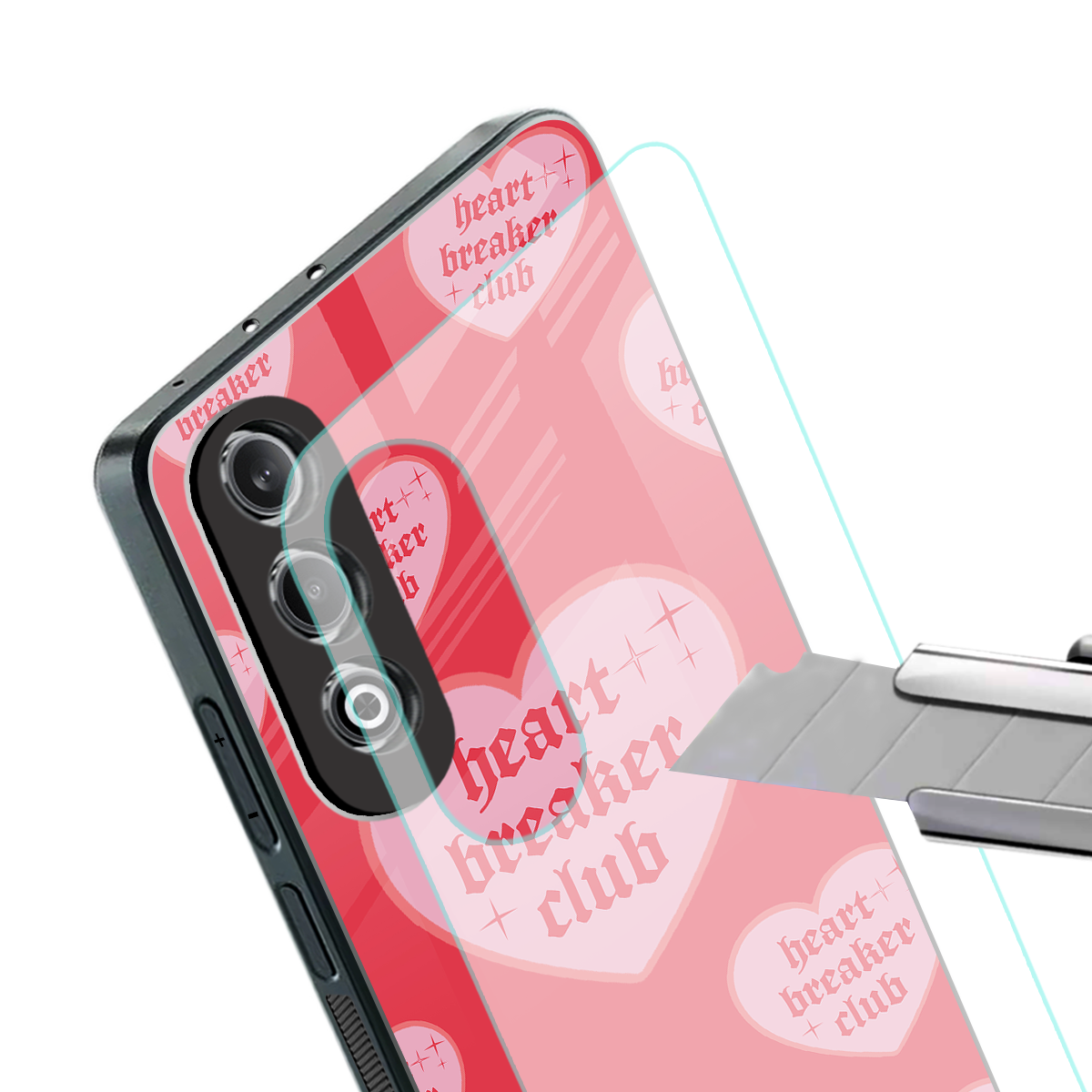 heart breaker club back phone cover | glass case for oneplus nord ce 4