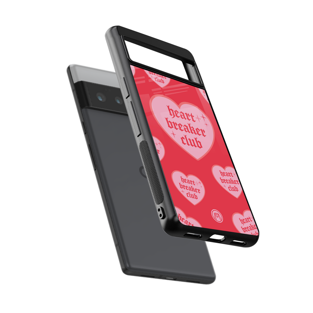 heart breaker club back phone cover | glass case for google pixel 6 pro