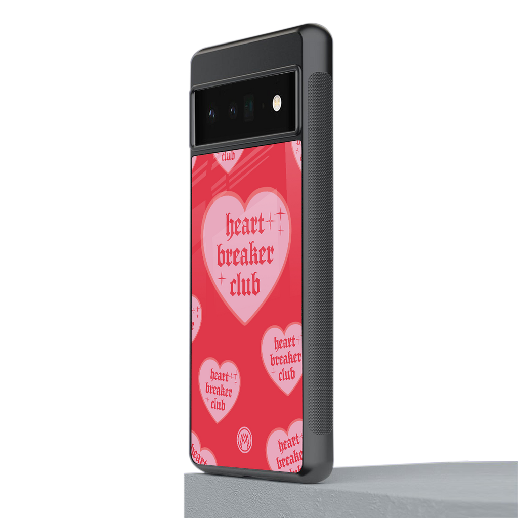 heart breaker club back phone cover | glass case for google pixel 6 pro