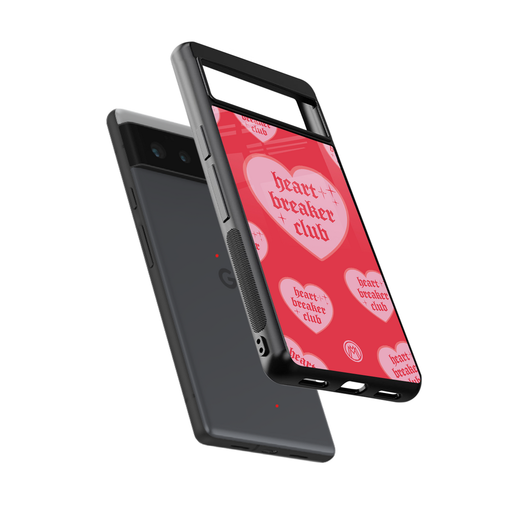 heart breaker club back phone cover | glass case for google pixel 6