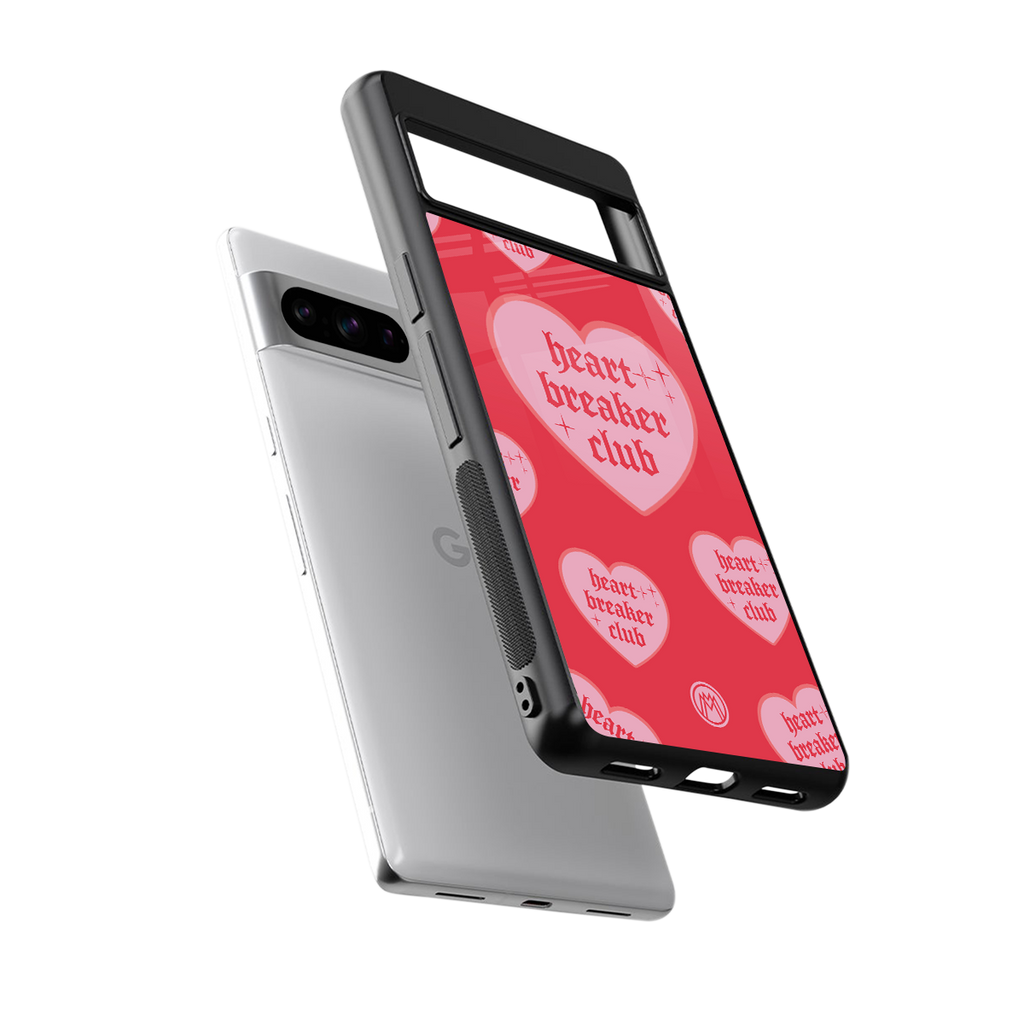 heart breaker club back phone cover | glass case for google pixel 8 pro