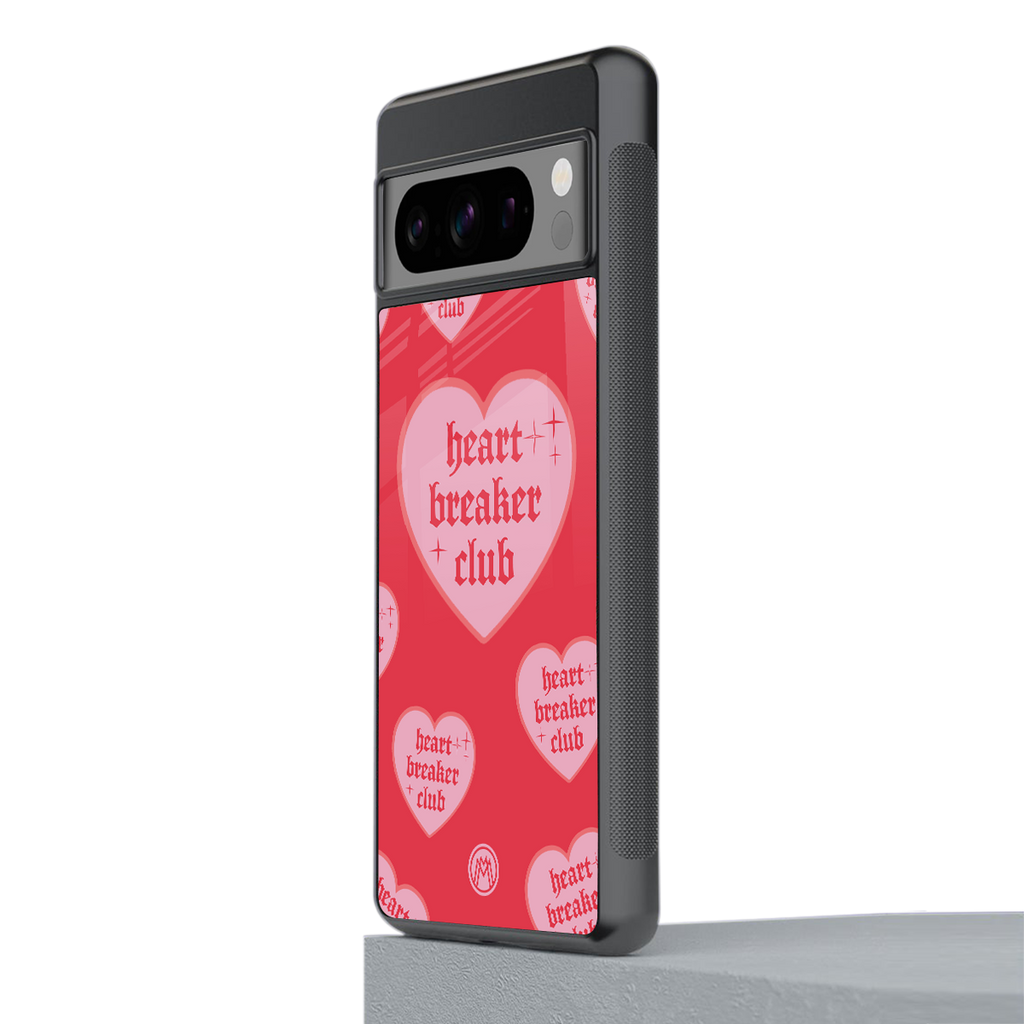 heart breaker club back phone cover | glass case for google pixel 8 pro