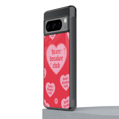 heart breaker club back phone cover | glass case for google pixel 8 pro