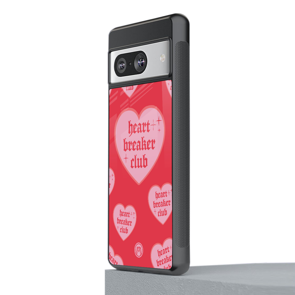 heart breaker club back phone cover | glass case for Google Pixel 8