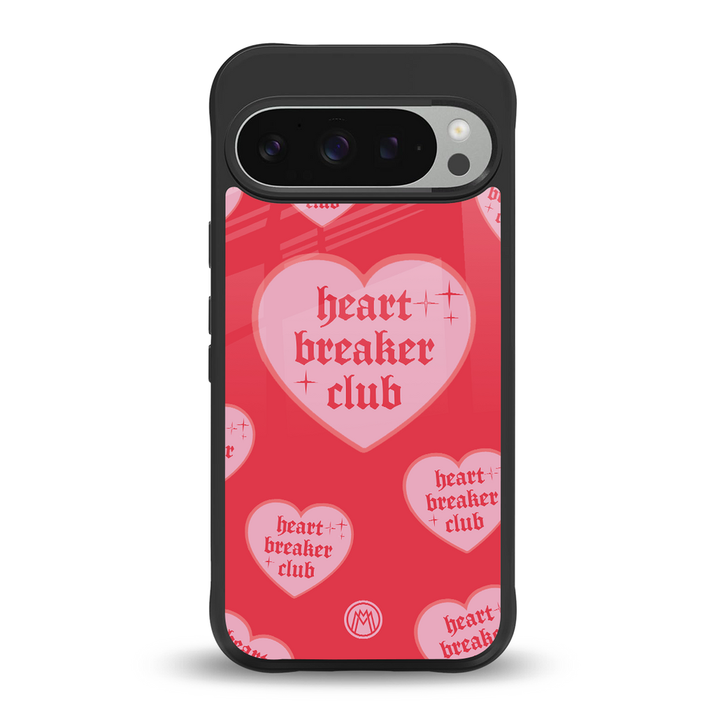 heart breaker club back phone cover | glass case for google pixel 9 pro