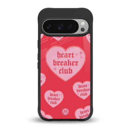 heart breaker club back phone cover | glass case for google pixel 9 pro xl