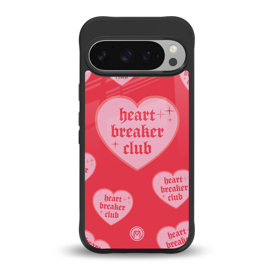 heart breaker club back phone cover | glass case for google pixel 9 pro xl