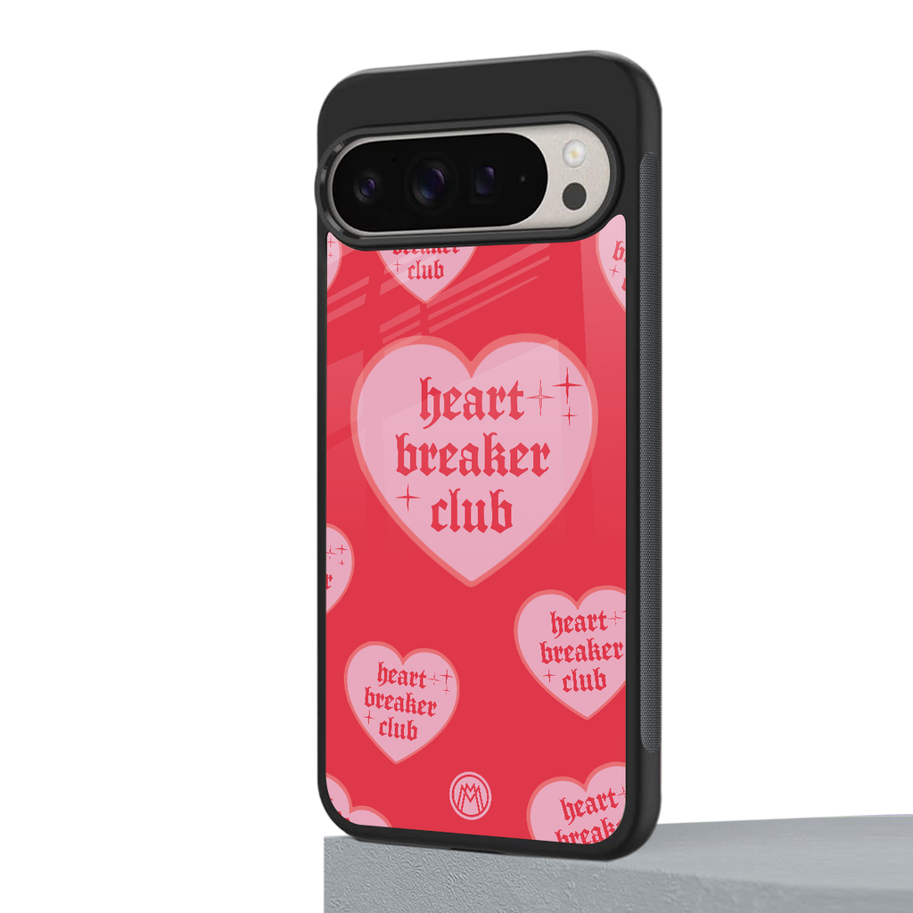 heart breaker club back phone cover | glass case for google pixel 9 pro
