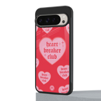 heart breaker club back phone cover | glass case for google pixel 9 pro xl