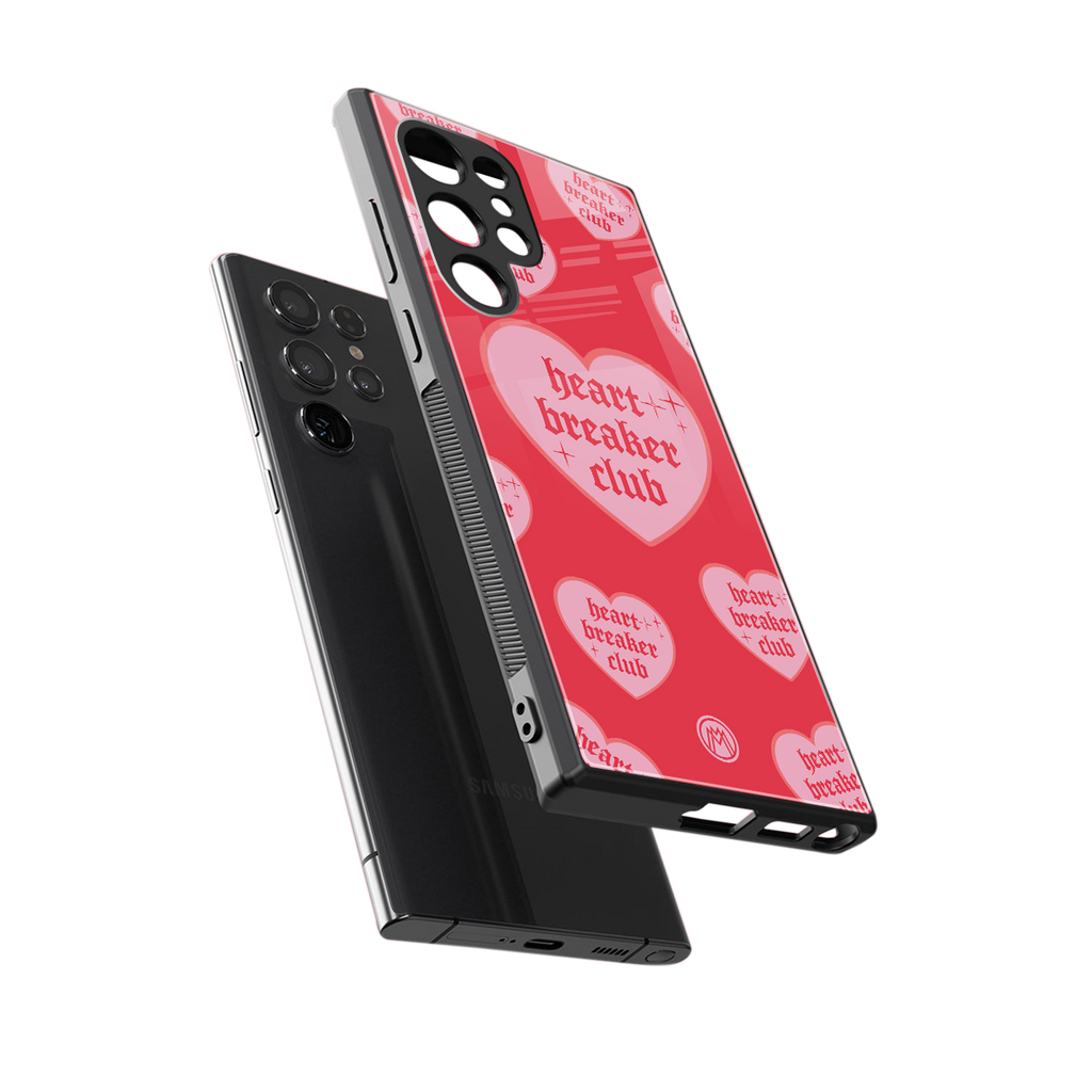 heart breaker club back phone cover | glass case for samsung galaxy s23 ultra