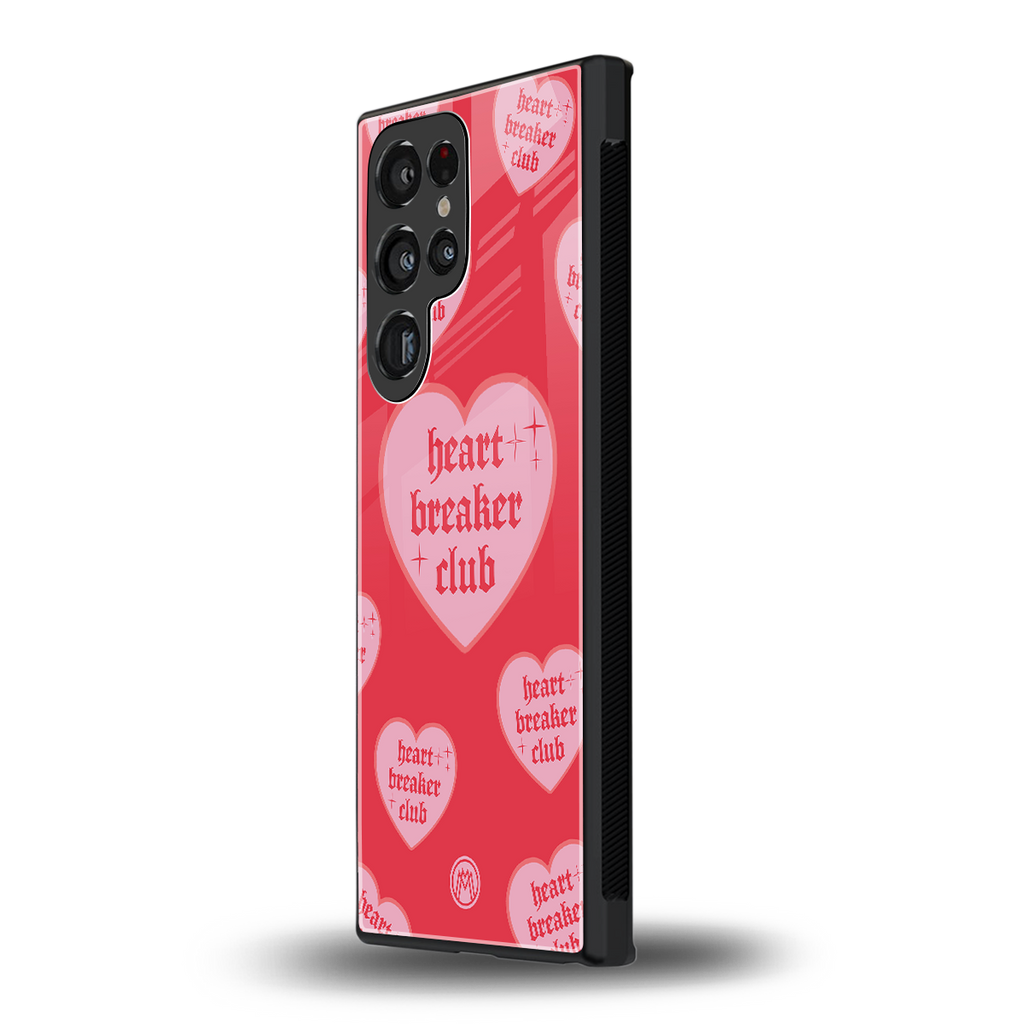 heart breaker club back phone cover | glass case for samsung galaxy s23 ultra