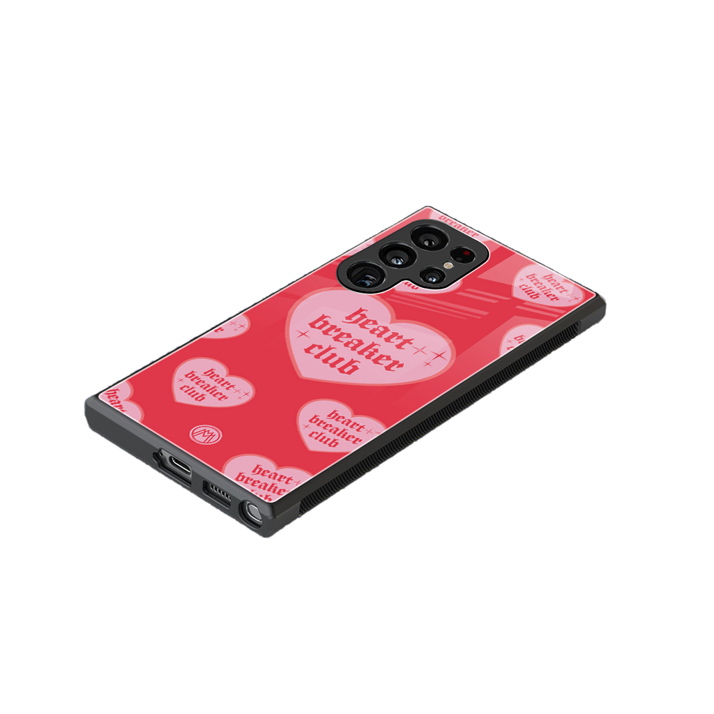heart breaker club back phone cover | glass case for samsung galaxy s23 ultra