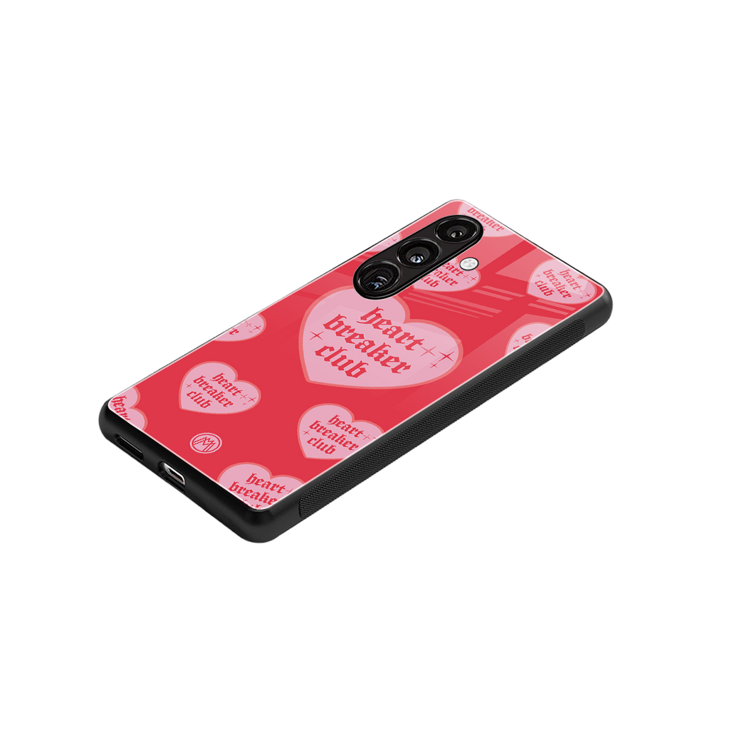 heart breaker club back phone cover | glass case for samsung galaxy s24 plus
