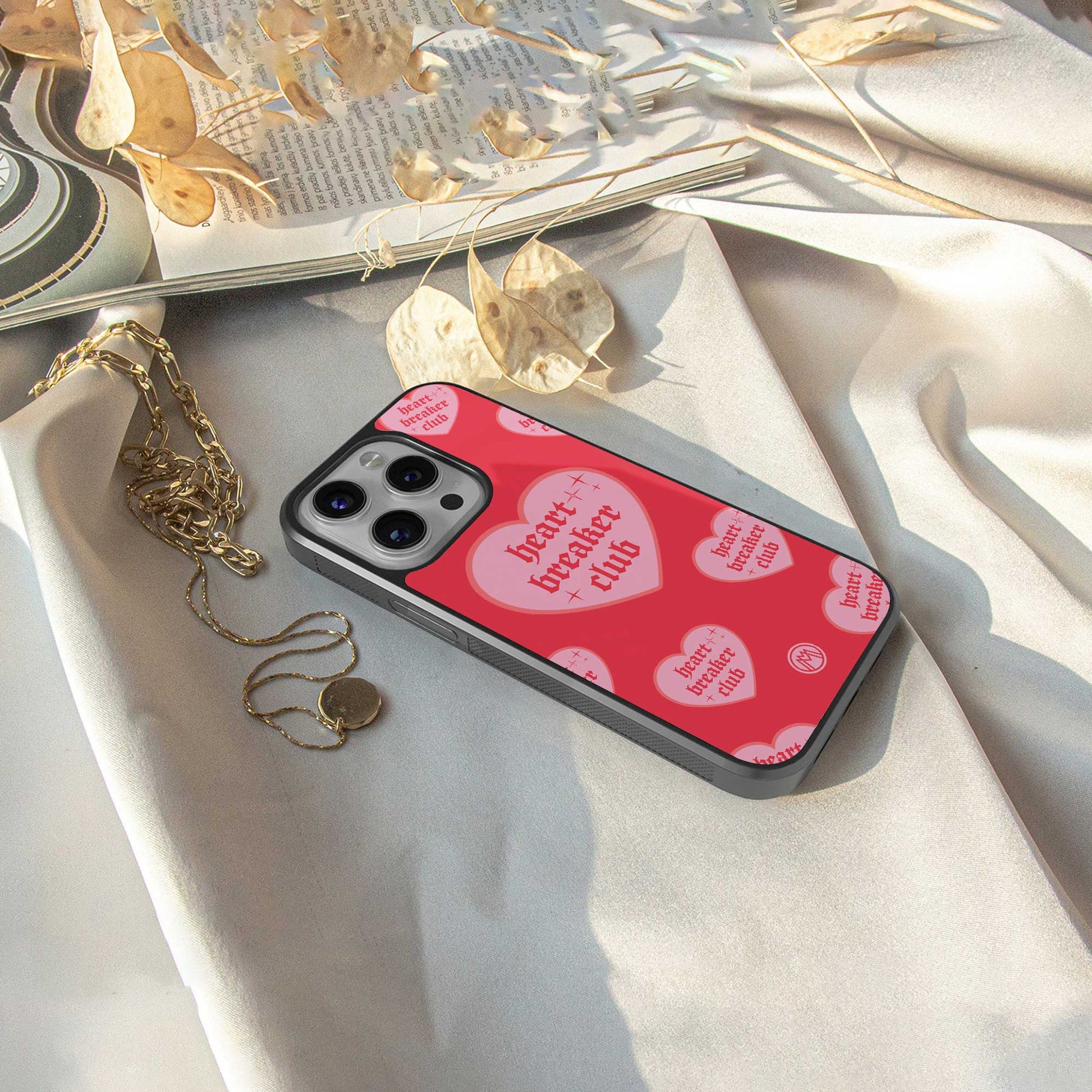 heart breaker club back phone cover | glass case for iphone 13 pro max