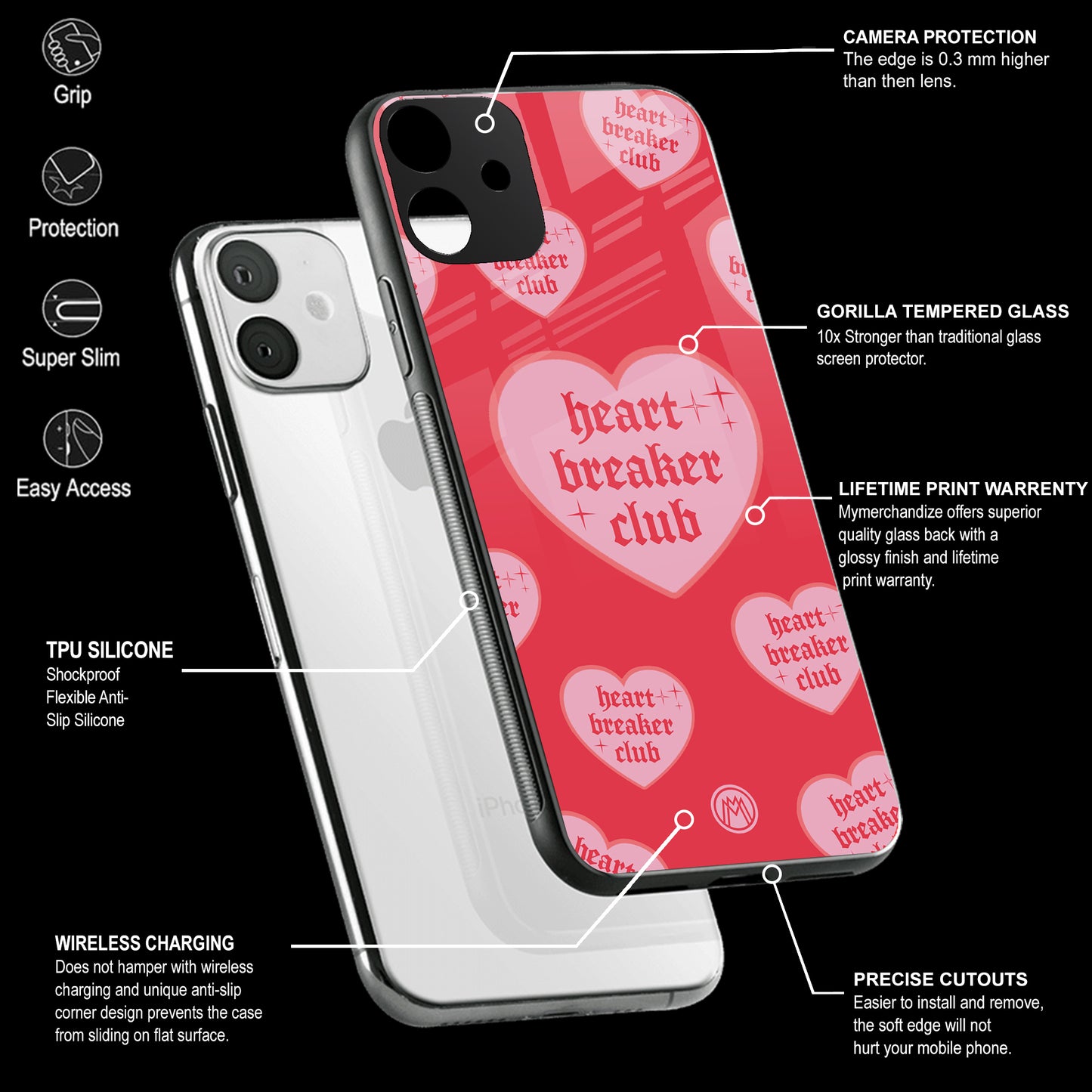 Heart Breaker Club Phone Cover | Glass Case