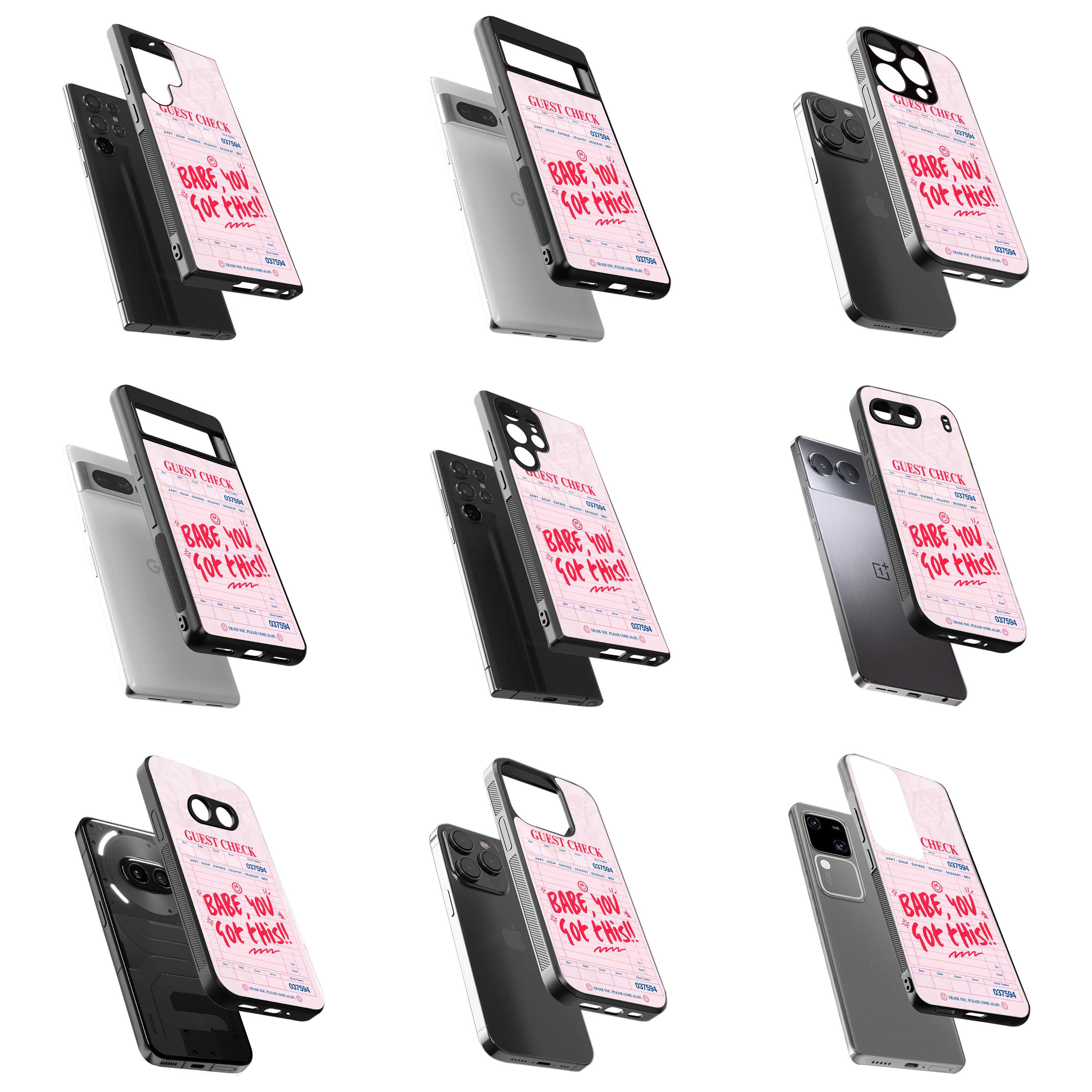 Durable Glass Back Mobile Case for iPhone, Samsung, OnePlus, Google Pixel, Redmi, Vivo, Oppo