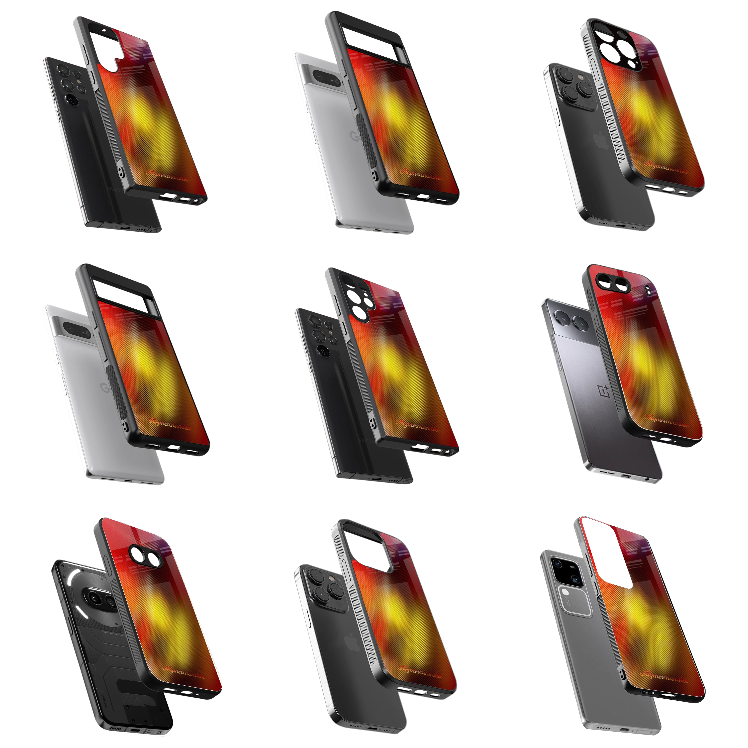 Durable Glass Back Mobile Case for iPhone, Samsung, OnePlus, Google Pixel, Redmi, Vivo, Oppo