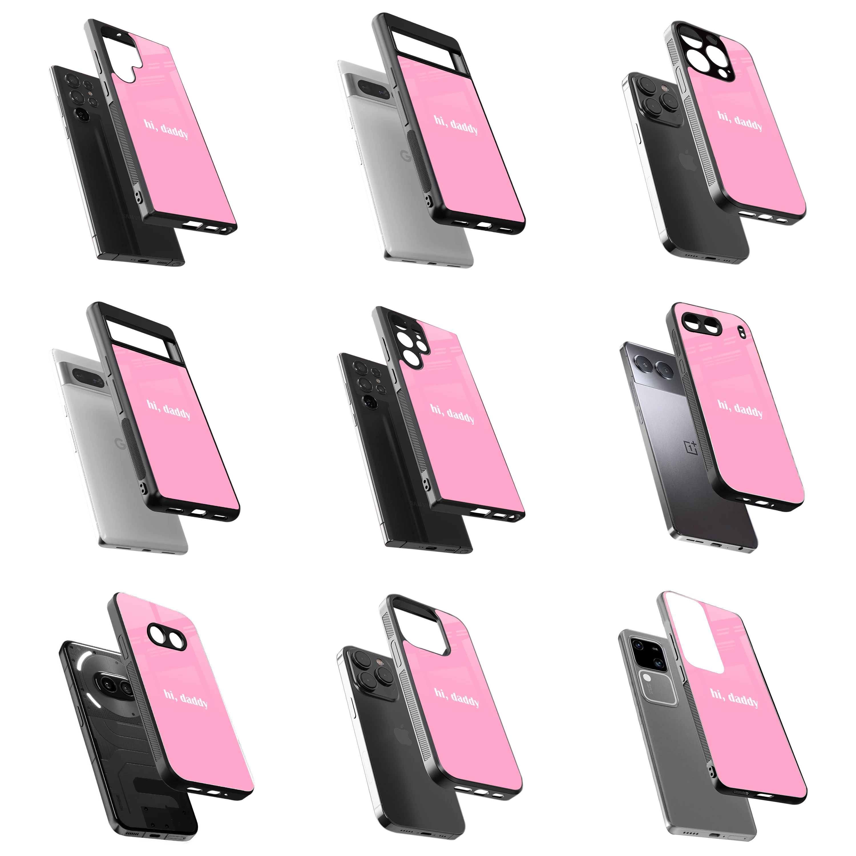 Durable Glass Back Mobile Case for iPhone, Samsung, OnePlus, Google Pixel, Redmi, Vivo, Oppo