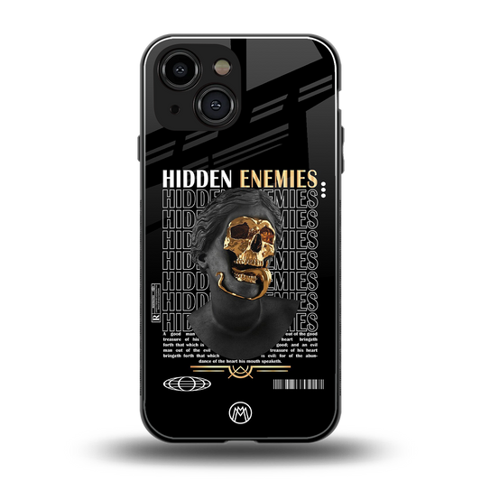 hidden enemies back phone cover | glass case for iphone 13 mini