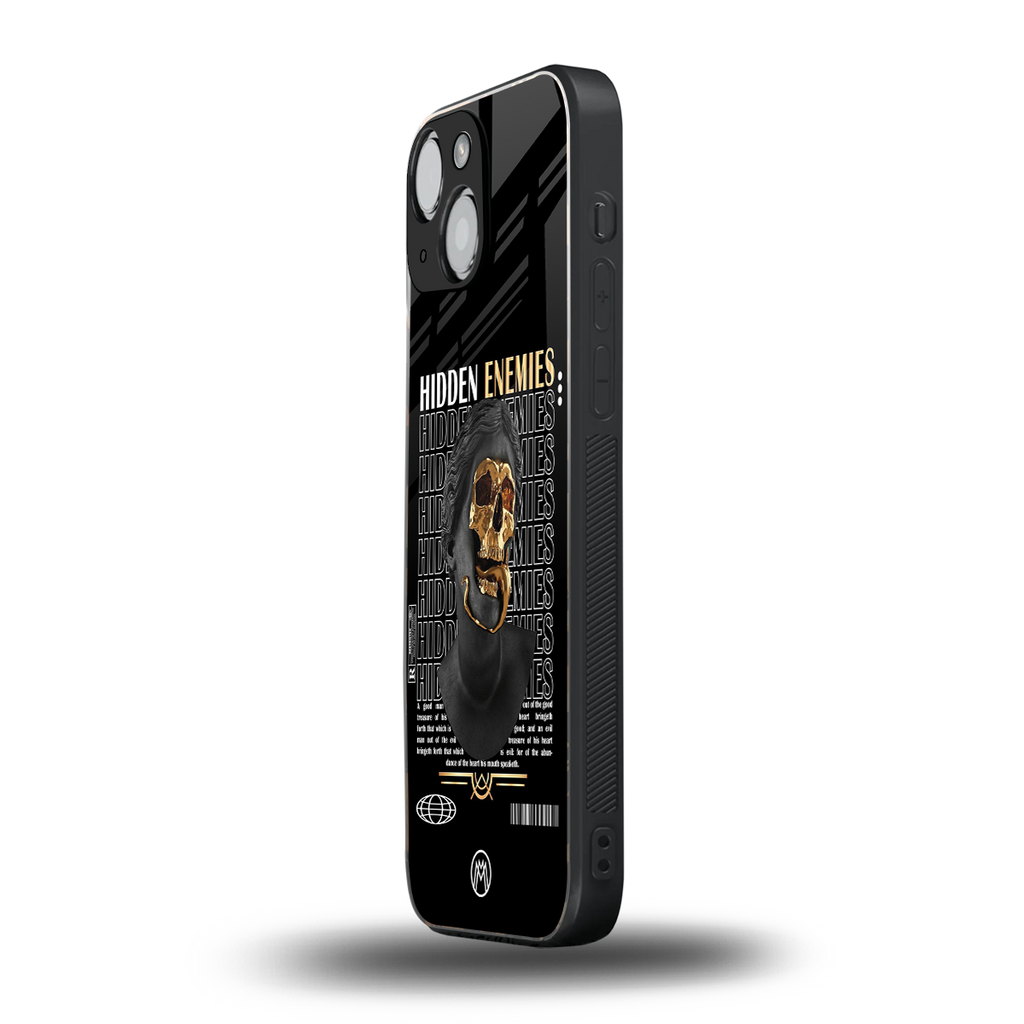 hidden enemies back phone cover | glass case for iphone 13 mini