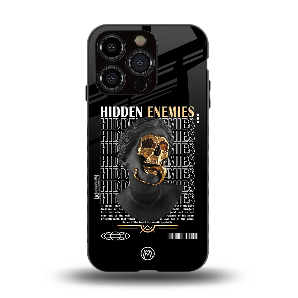 hidden enemies back phone cover | glass case for iphone 13 pro