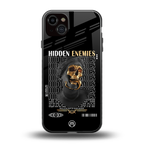 hidden enemies back phone cover | glass case for iphone 15 plus