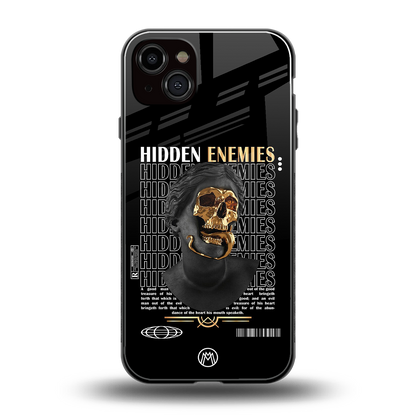 hidden enemies back phone cover | glass case for iphone 14 plus