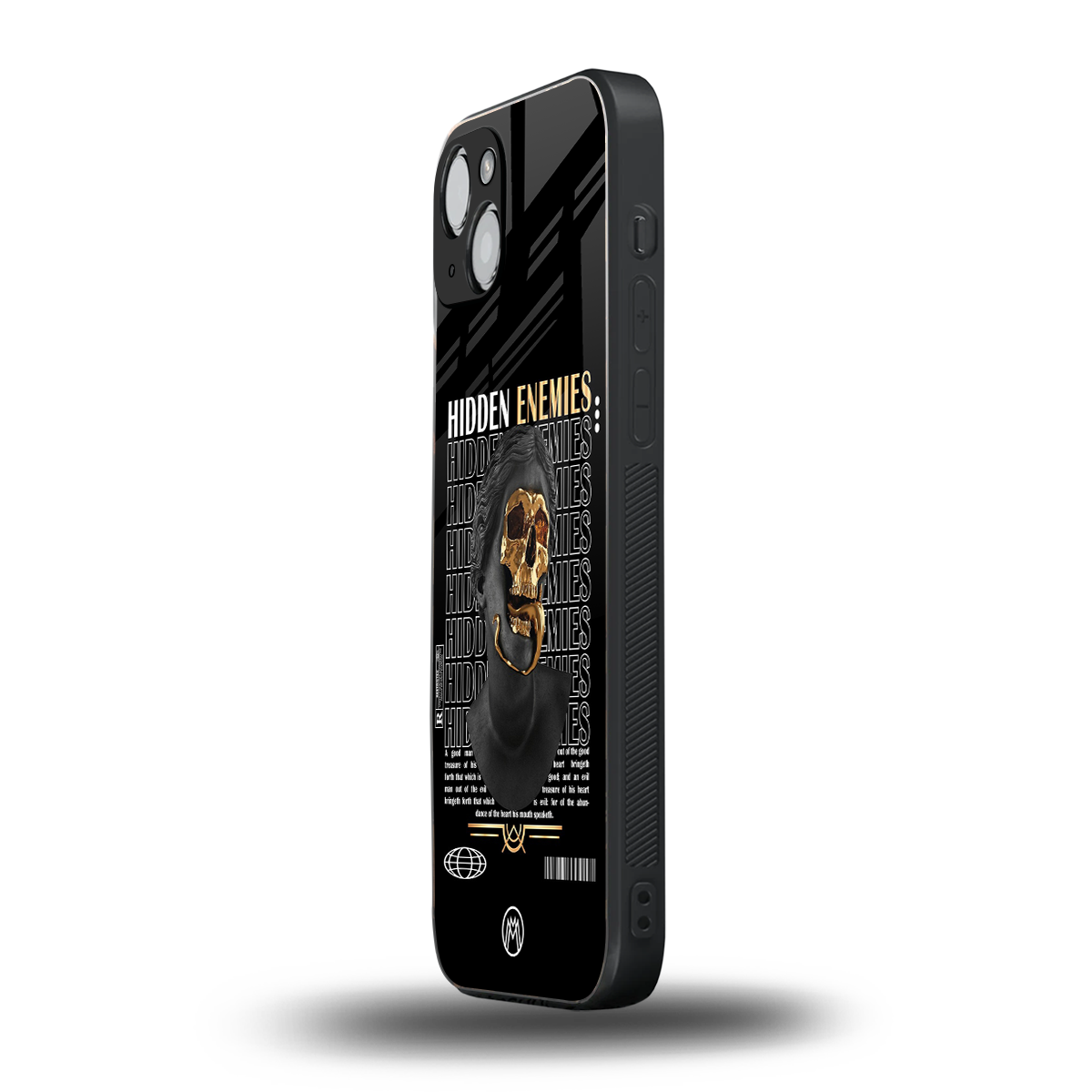 hidden enemies back phone cover | glass case for iphone 14 plus