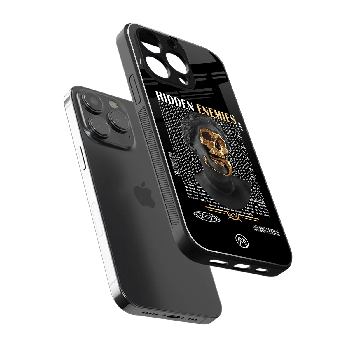 hidden enemies back phone cover | glass case for iphone 14 pro max
