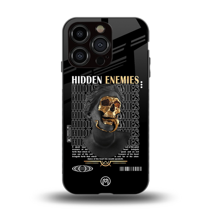hidden enemies back phone cover | glass case for iphone 15 pro
