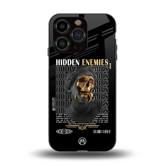 hidden enemies back phone cover | glass case for iphone 15 pro