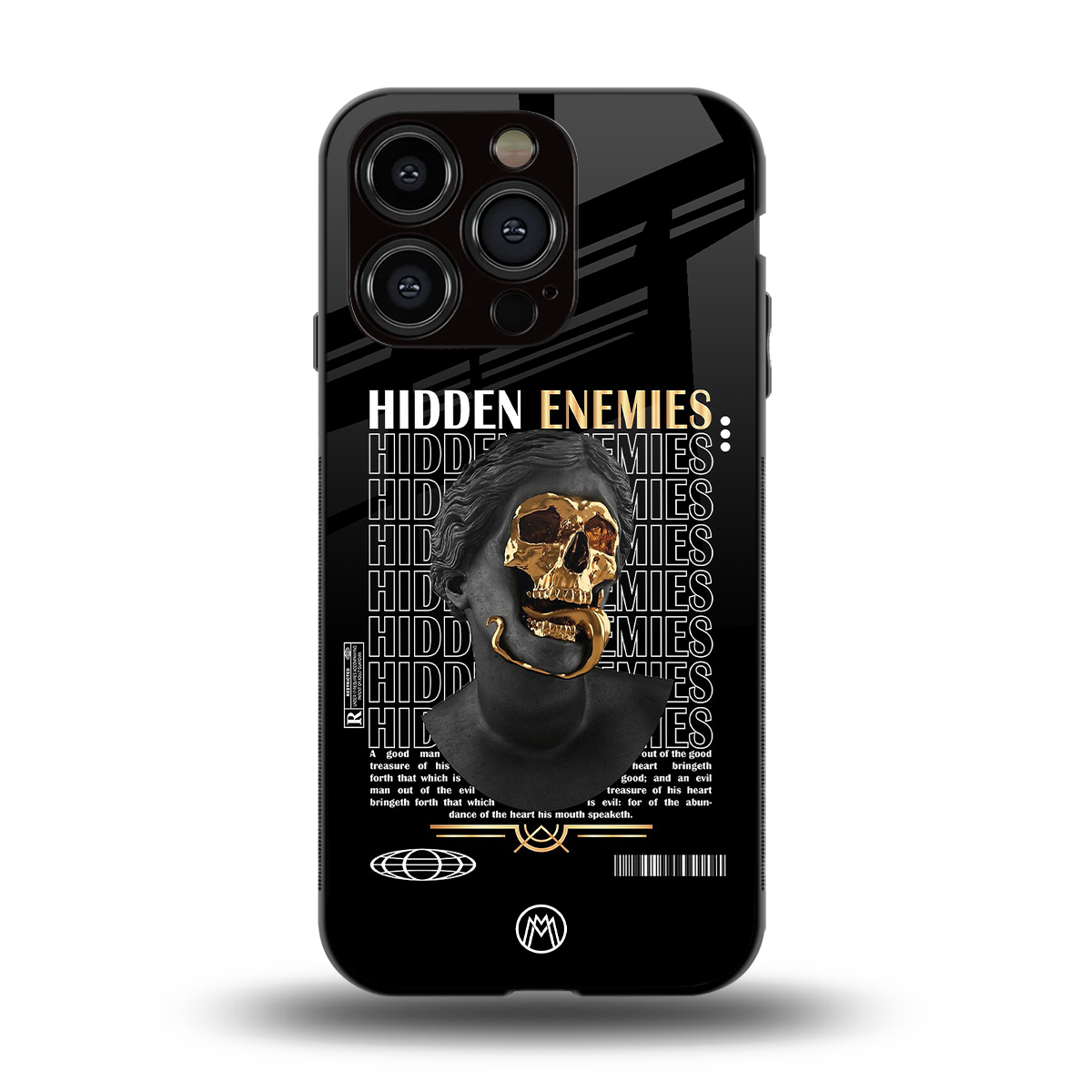 hidden enemies back phone cover | glass case for iphone 14 pro
