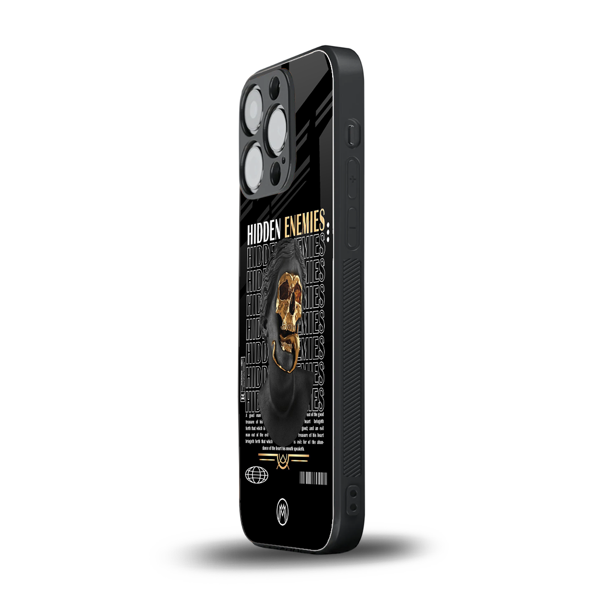 hidden enemies back phone cover | glass case for iphone 15 pro