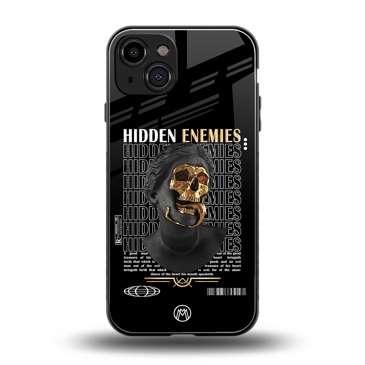 hidden enemies back phone cover | glass case for iphone 15