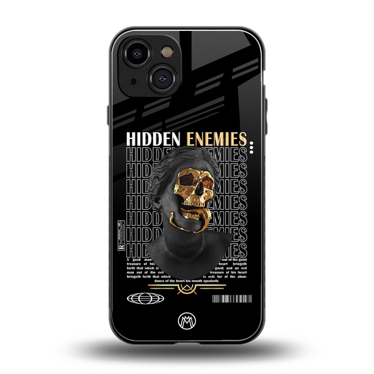 hidden enemies back phone cover | glass case for iphone 15