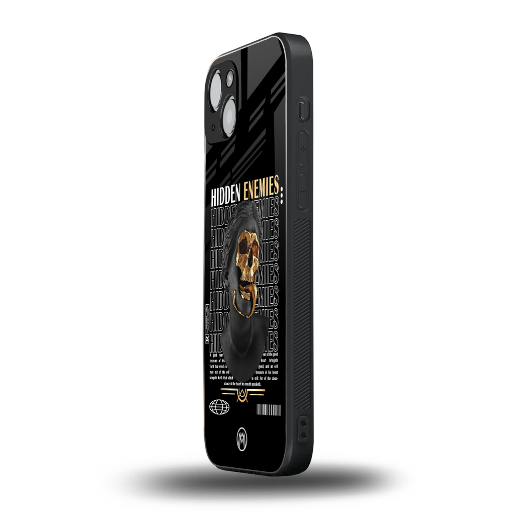 hidden enemies back phone cover | glass case for iphone 15