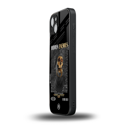 hidden enemies back phone cover | glass case for iphone 14