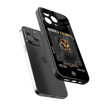hidden enemies back phone cover | glass case for iphone 15 pro