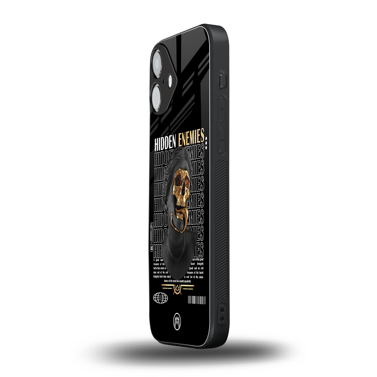 hidden enemies back phone cover | glass case for iphone 16 plus