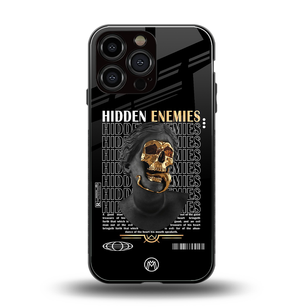 hidden enemies back phone cover | glass case for iphone 16 pro max