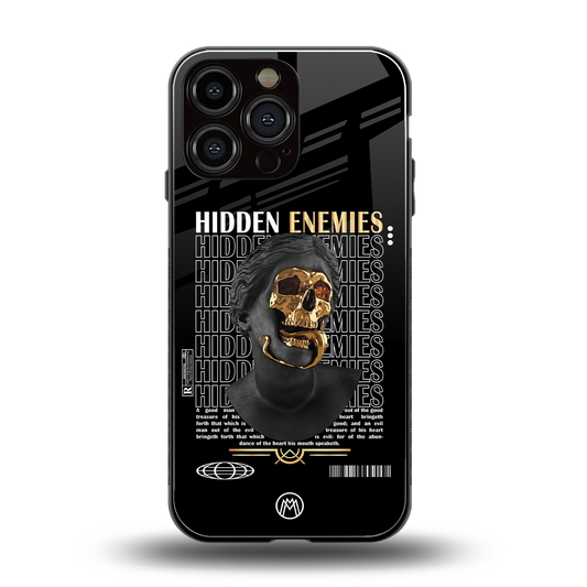 hidden enemies back phone cover | glass case for iphone 16 pro max